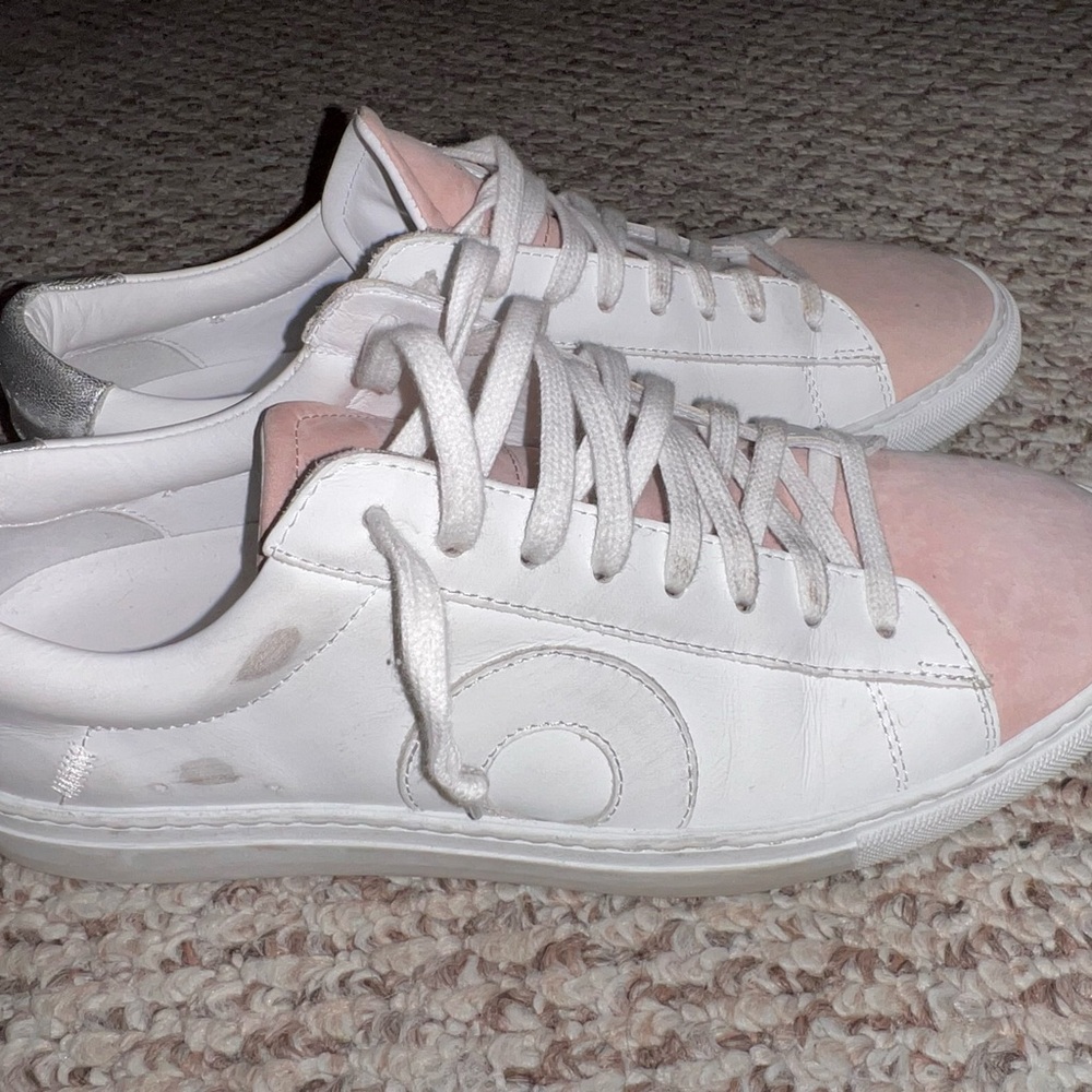 Oliver Cabell White and Pink Minimalist Sneakers